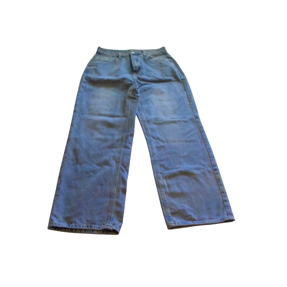 Light Wash Wide Leg Denim Jeans Blue Relaxed Fit Size M